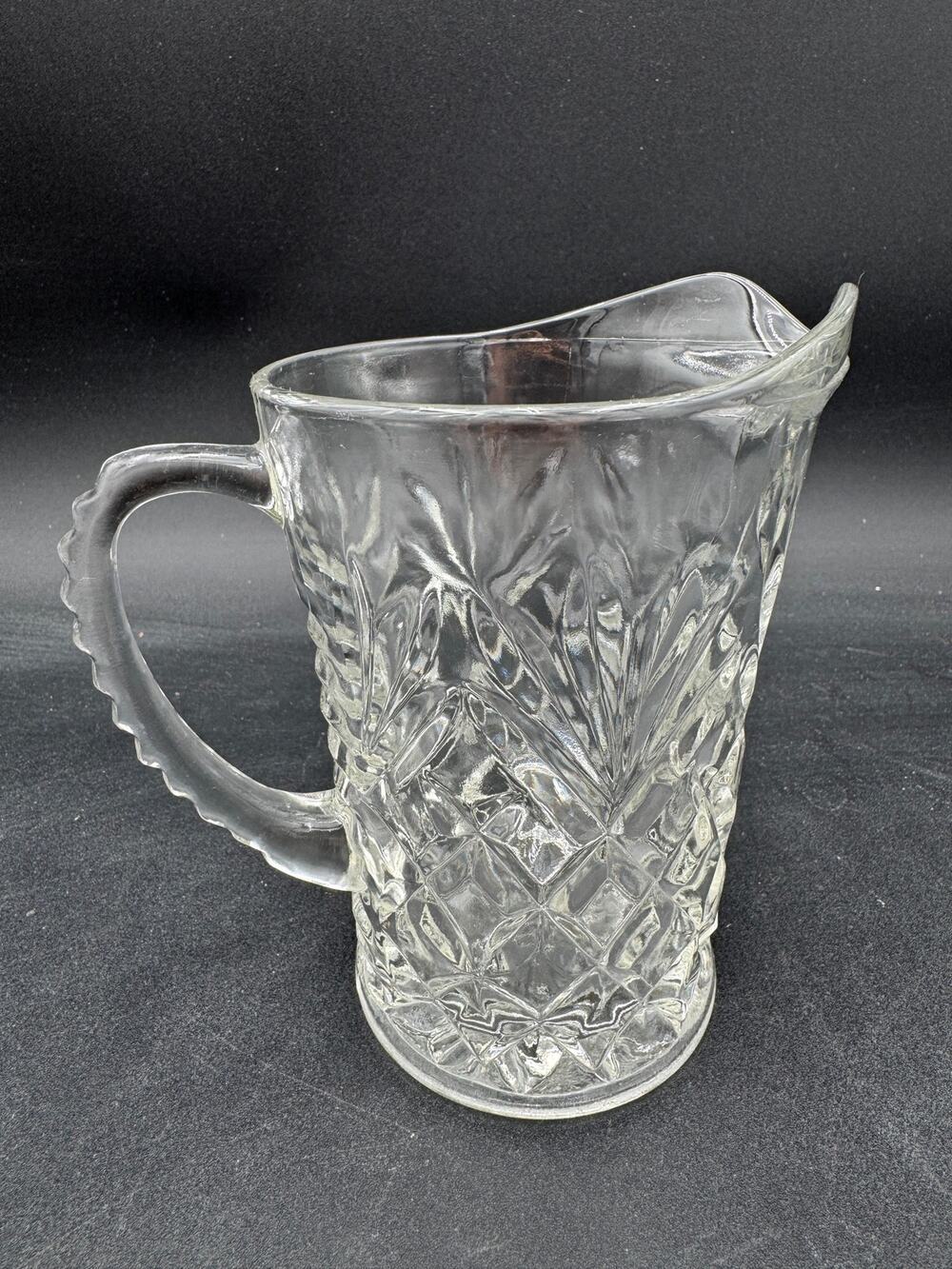 Vintage Anchor Hocking Prescut Clear Creamer Pressed Glass Pineapple 1960